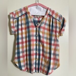Loft gingham short sleeve shirt with buttons